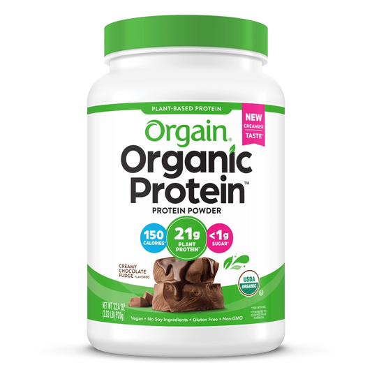 Organic Vegan Protein Powder, Creamy Chocolate Fudge - 21g Plant Protein, 6g Prebiotic Fiber, Low Net Carb, No Lactose Ingredients, No Added Sugar, Non-GMO, For Shakes & Smoothies, 2.03 lb